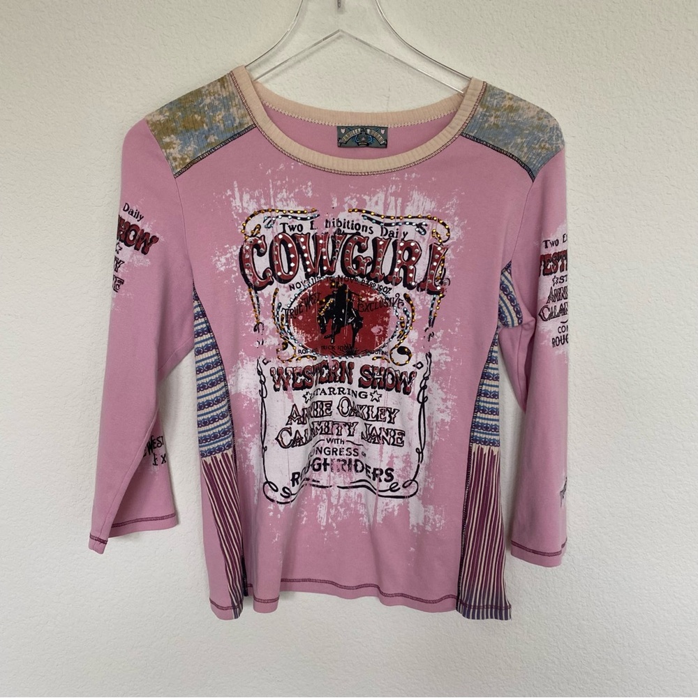 Vanilla Sugar Pink Cowgirl Graphic Y2K 3/4 Sleeves Top | M